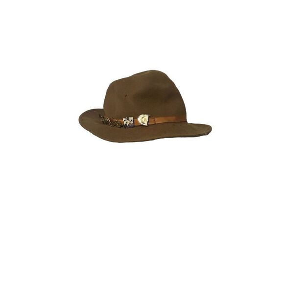 RARE VINTAGE PREOWNED Country Gentlemen Brown 100% Wool Lite Felt Safari Fedora - Picture 4 of 12